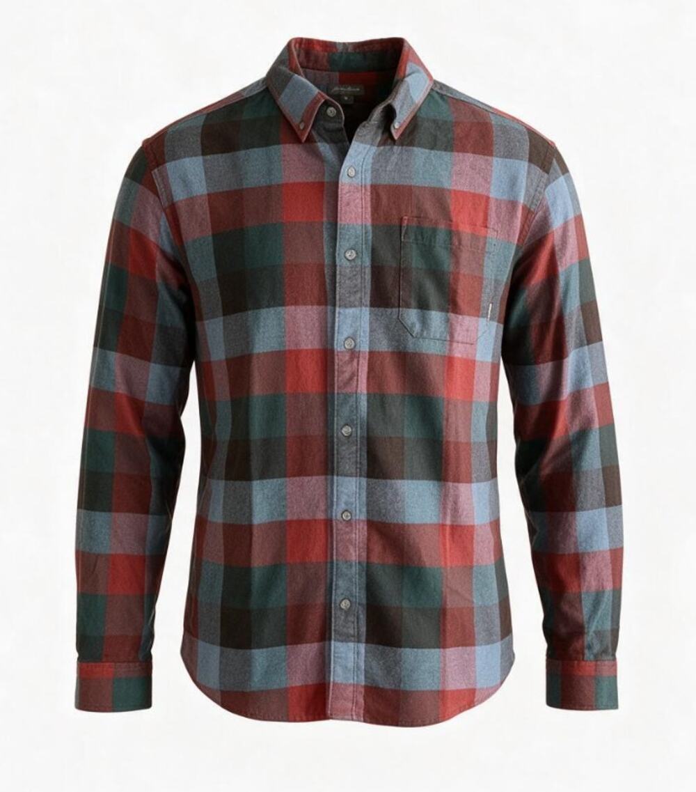 EDDIE BAUER PLAID FLANNEL SHIRT CASUAL BUTTON-UP RED BLUE GREEN MENS 2XL